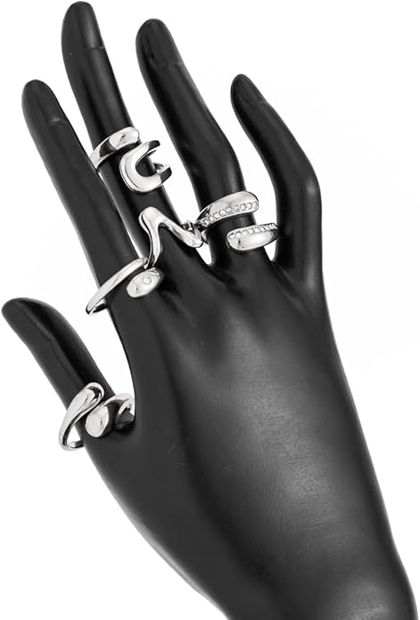 Chunky Gold Rings for Women Rhinestone Stackable Knuckle Ring Set Open Adjustable Statement Ring Set Dainty Crown Cross Midi Rings Fashion Jewelry Gift for Women