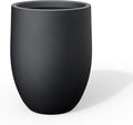 Kante Large Round Bullet Black Concrete Planter 21.7" Tall, Outdoor | Rubber by Unknown