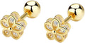 925 Sterling Silver Cubic Zirconia Screw Back Cute Flower Stud Earrings for Women
