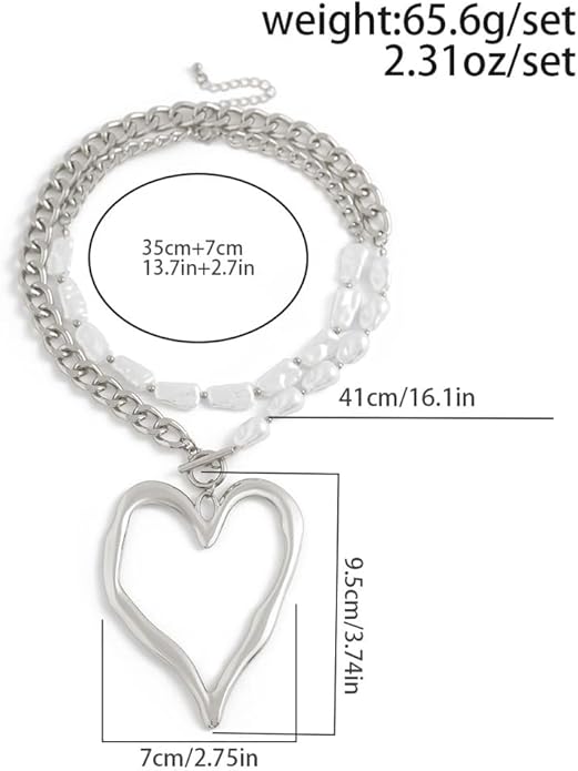Chunky Gold Heart Necklace for Women,Y2K Big Heart Statement Necklace Long Puffy Hearts Chain Charm Necklaces Trendy Jewerly