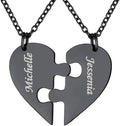 FindChic Personalized Matching BFF Necklace for 2/3/4/5/6 Puzzle Name Heart Pendant Stainless Steel Couple Necklace Set Customized Necklaces for Teen Girls