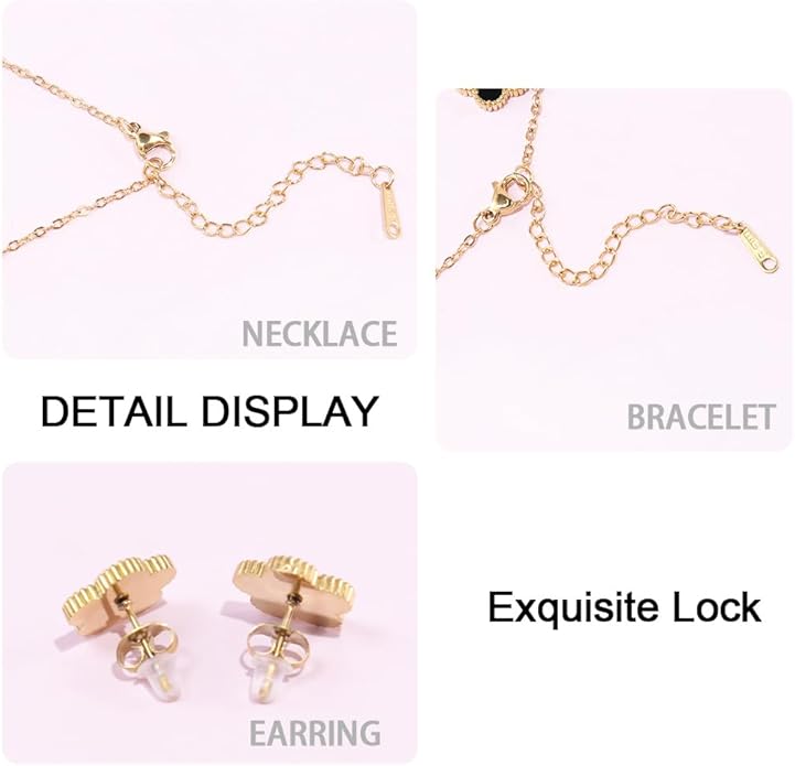 18K Gold-Plated Four Leaf Clover Bracelet for Women,Adjustable lucky Bracelet Set Jewelry Gift-Hypoallergenic Charm for Birthdays, Wellness & Daily Wear