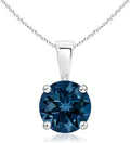 Angara Natural Blue Topaz Solitaire Pendant for Women | Classic Prong-Set Round Blue Topaz Pendant in 14K Solid Gold/Silver/Platinum With 18" Chain | December Birthday, Gemstone Jewelry Gift