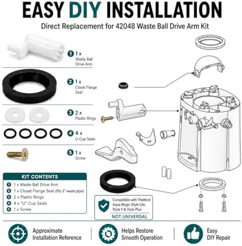 Podoy 42048 Waste Ball Drive Arm Kit, RV Toilet Repair Kit - Image 7