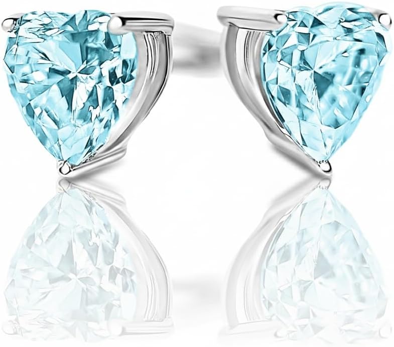 14K White Gold Moissanite Earrings Men & Women, Solid Gold Simulated Diamond and Lab Diamonds Studs for Men & Women, 1ct - 2ct Round, Princess, Heart, Halo Cut, Dangle, Lever or Screw Back Earrings, VVS1, D Color, Pink or Blue - Luxury Gift Box