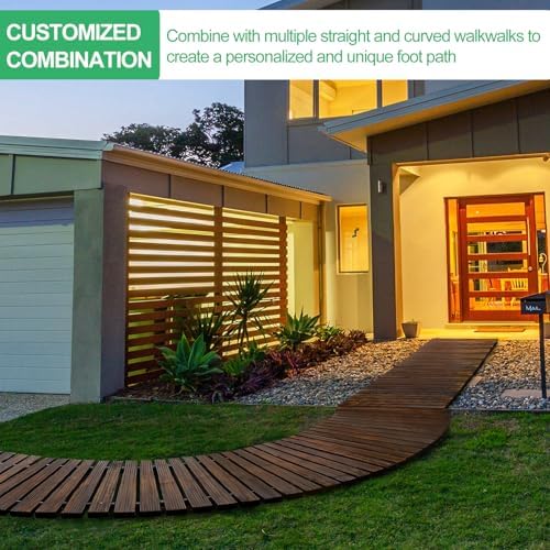RELIANCER 12' Wooden Garden Pathway, Outdoor Roll Out Cedar Straight Walkway - Image 7
