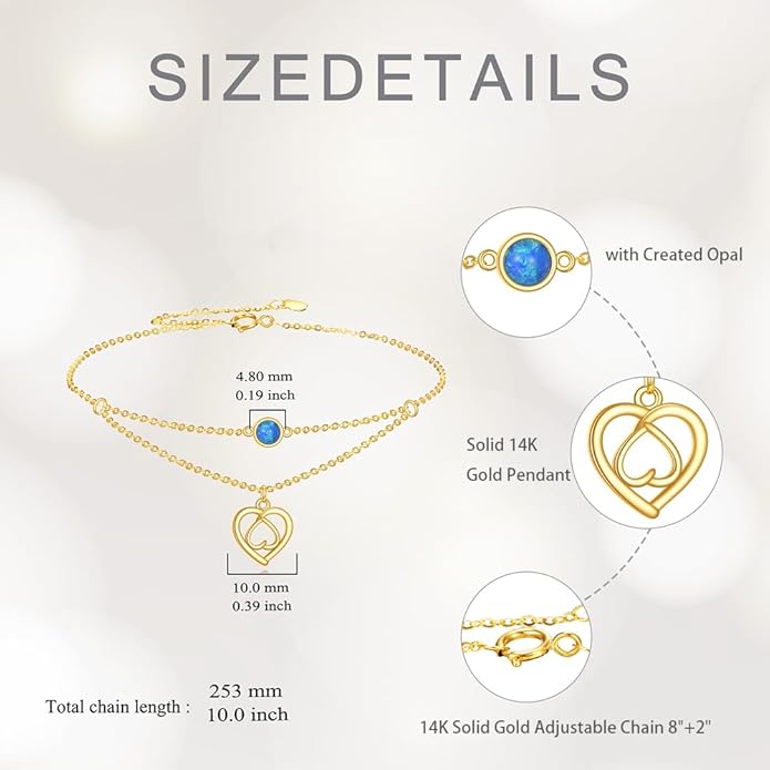 Solid 14K Gold Cross/Heart Anklet for Women, Real Gold Cross Bracelet Adjustable Beach Foot Ankle Bracelet Religious Fine Jewelry Gifts for Her Wife Mom Nana