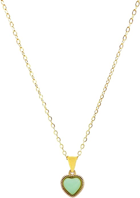 Cute Gold Heart Necklace for Women,18k Gold Plated Cubic Zirconia Charm Necklaces,Stainless Steel Women's Heart Stone Pendant Necklace for Women,16-18 Inches Adjustable Chain,Trendy Jewelry Gifts