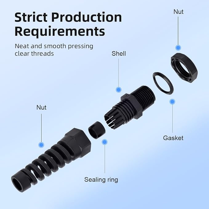 Strain Relief Cord Connector, CGELE 5 Pack NPT 3/4" Waterproof Cable Gland Cord - Image 5