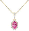 Angara Natural Pink Sapphire Pendant for Women | Vintage Style Oval Pink Sapphire Halo Pendant in 14K Solid Gold/Platinum With 18" Chain | Birthday, Anniversary, Gemstone Jewelry Gift