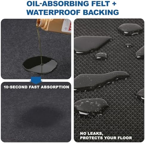 Garage Floor Mats 59" x 72"- Premium Felt + Rubber Backing Oil Absorbent - Image 4
