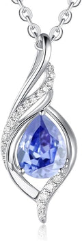 Birthstone Necklaces for Women Infinity Pendant S925 Sterling Silver Teardrop Pendant Necklace Anniversary Birthday Gifts for Women Wife Christmas Gifts for Her Mom Lady