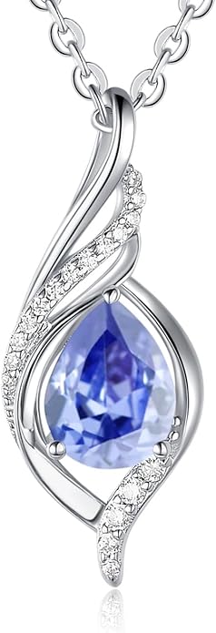 Birthstone Necklaces for Women Infinity Pendant S925 Sterling Silver Teardrop Pendant Necklace Anniversary Birthday Gifts for Women Wife Christmas Gifts for Her Mom Lady