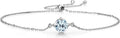 Gem Stone King Gemstone Birthstone Solitaire Bracelet For Women | 925 Sterling Silver | Round 6MM | Gift for Her Women Wife Mom Lady Daughter | Adjustable Bolo Bracelet | Easy-On Easy-Off