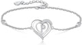 RIVIKO Heart Initial Bracelets for Women,925 Sterling Silver Letter Bracelets, Personalized Charm Alphabet Jewelry Valentines Christmas Mother’s Day Birthday Gifts for Women Friend Her Mom Wife Lady
