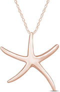 Starfish Charm Pendant Necklace for Women 14K Gold Plated 925 Sterling Silver Ocean Beach Jewelry with 18 Inch Rope Chain Summer Gift