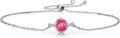 Gem Stone King Gemstone Birthstone Solitaire Bracelet For Women | 925 Sterling Silver | Round 6MM | Gift for Her Women Wife Mom Lady Daughter | Adjustable Bolo Bracelet | Easy-On Easy-Off