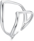 MUNDELL 925 Sterling Silver Simple Multi-layer Leaf Adjustable Ring Green Lucky Leaves Statement Ring for Women Promise Ring Fine Jewelry