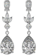 Aloha Earrings Non Pierced Silver Tone Clip On Sparkling Statement Dangling Earrings