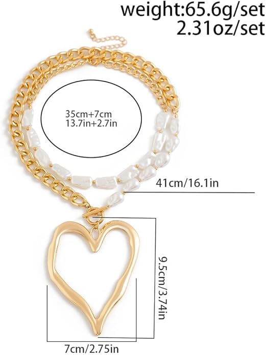 Chunky Gold Heart Necklace for Women,Y2K Big Heart Statement Necklace Long Puffy Hearts Chain Charm Necklaces Trendy Jewerly