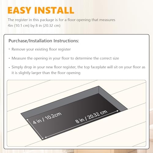 4 Pack Floor Vent Covers, Floor Register 4" x 8", Adjustable Decorative Vent - Image 5
