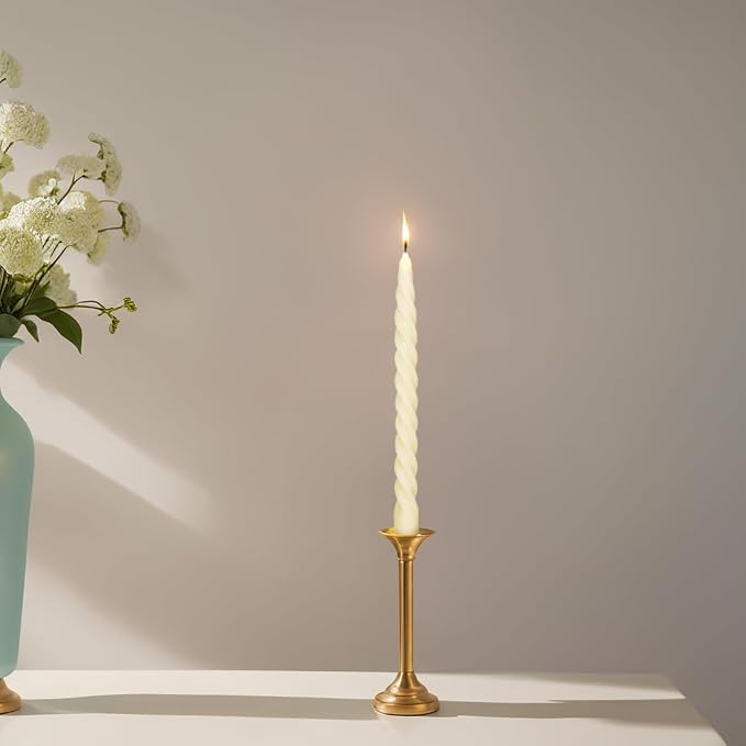 Natural Beeswax Spiral Taper Candles Pack of 6, Organic Dripless Long Candle - Image 5