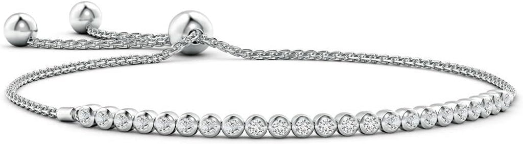 Angara Diamond Tennis Bolo Bracelet in 14K Solid Gold | Natural Diamond Adjustable Chain Bracelet for Women | April Birthstone Jewelry Gift For Women