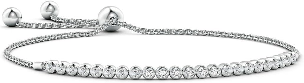 Angara Diamond Tennis Bolo Bracelet in 14K Solid Gold | Natural Diamond Adjustable Chain Bracelet for Women | April Birthstone Jewelry Gift For Women