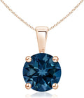Angara Natural Blue Topaz Solitaire Pendant for Women | Classic Prong-Set Round Blue Topaz Pendant in 14K Solid Gold/Silver/Platinum With 18" Chain | December Birthday, Gemstone Jewelry Gift