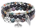 UEUC Tree of Life Yoga Healing Stone Bracelets,Multilayer Lotus Chakra Stone Reiki Bracelet Sets,Anxiety Crystal Natural Stone,for Women Stress Relief