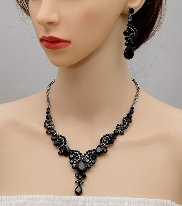 CSY Elegant Crystal Necklace Earrings Bracelet Ring Bridal Wedding Party Costume Jewelry Sets for Brides Women
