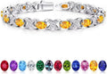 Iefil Valentines Day Gifts for Her, Oval Birthstone Tennis Bracelets for Women Wife Unique X O Design Fine Jewelry Anniversary Birthday Gift 925 Sterling Silver Birthstone Jewelry for Mom Girlfriend