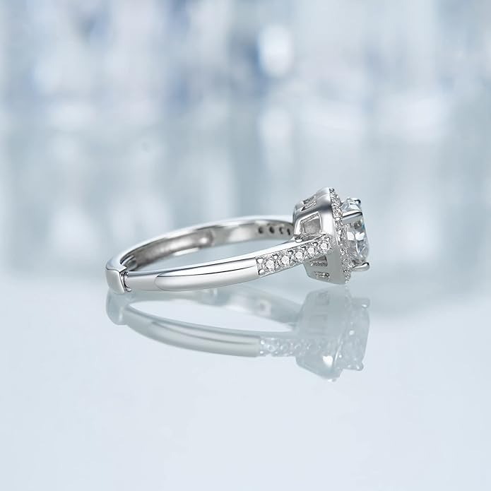 Atylyk Moissanite Engagement Ring Solitaire Sterling Silver Promise Rings for Women Lady