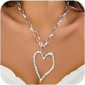 Bold Big Chunky Gold Heart Necklace for Women, Unique Large Thick Hollow Love Heart Pendant Chain Choker Necklaces Punk Party Prom Y2K Jewelry Gifts