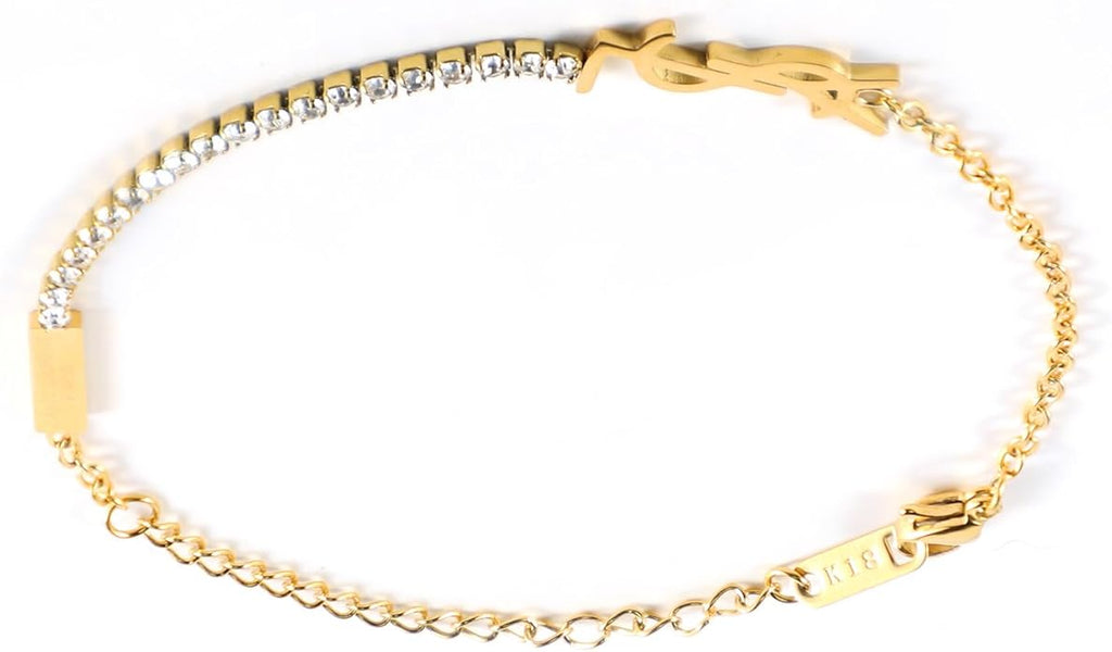 Initial Dainty 18K Gold Plated Chain Link Bracelet for Women, Minimalist Luxury Jewelry Gift