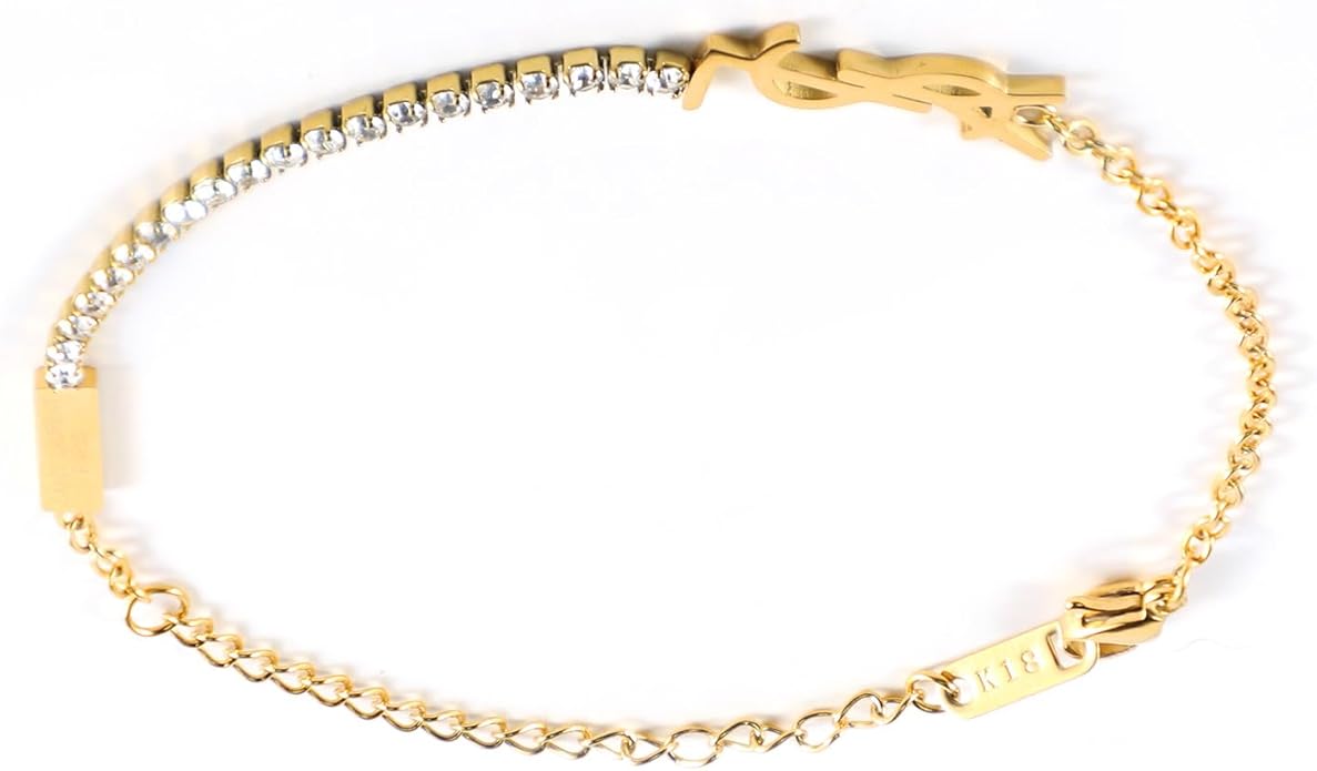 Initial Dainty 18K Gold Plated Chain Link Bracelet for Women, Minimalist Luxury Jewelry Gift