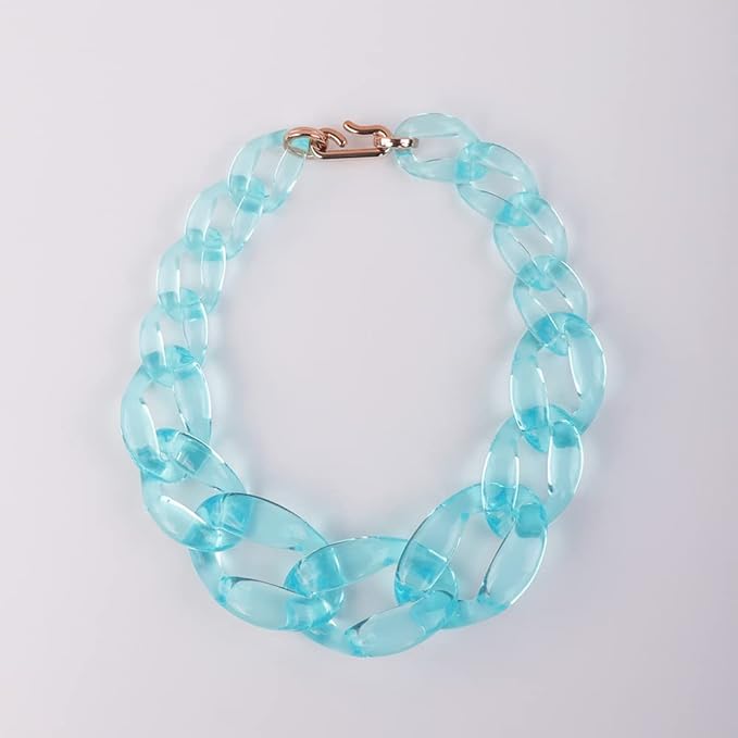 Wiwpar Acrylic Choker Necklace Statement Chunky Fashion Acrylic Necklace Colorful for Women (Lake green)