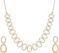 Nilu's Collection American Diamond Stone Studded | Rose Gold/Silver Plated | Anti Tarnish Jewellery Set for Women | Matching Earrings Perfect for Weddings and Special Occasions