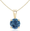 Angara Natural Blue Topaz Solitaire Pendant for Women | Classic Prong-Set Round Blue Topaz Pendant in 14K Solid Gold/Silver/Platinum With 18" Chain | December Birthday, Gemstone Jewelry Gift