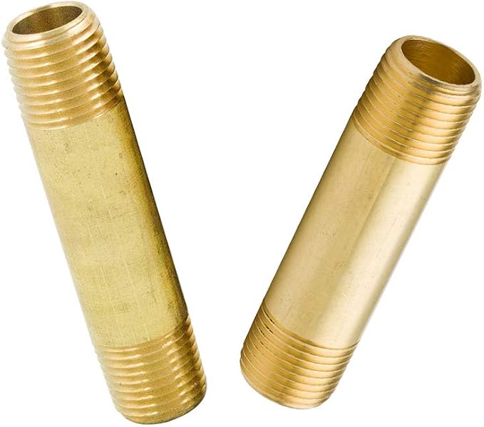 Brass Long Nipple Pipe Fitting, 1/8" NPT Male x 1/8" NPT Male, 2-1/2" Length by Legines
