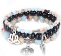 UEUC Tree of Life Yoga Healing Stone Bracelets,Multilayer Lotus Chakra Stone Reiki Bracelet Sets,Anxiety Crystal Natural Stone,for Women Stress Relief