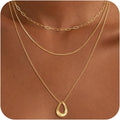 NECOCY Valentine's Day Gift 14k Gold/Silver Plated Layered Gold Necklaces for Women, 3Pcs Dainty Herringbone Choker Set, Trendy Stack Simple Chain Layering Pendant Jewelry