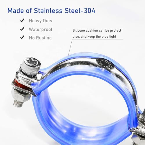 AKIHISA 2 Pcs 304 Stainless Steel Pipe Supports, Wall Mount Ceiling Mount Pipe - Image 5