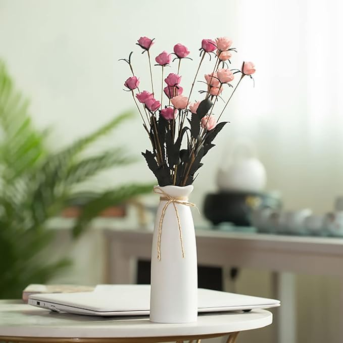 White Ceramic Vase-Flower Vase Dried Flower Vase - Image 2