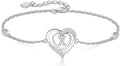 RIVIKO Heart Initial Bracelets for Women,925 Sterling Silver Letter Bracelets, Personalized Charm Alphabet Jewelry Valentines Christmas Mother’s Day Birthday Gifts for Women Friend Her Mom Wife Lady
