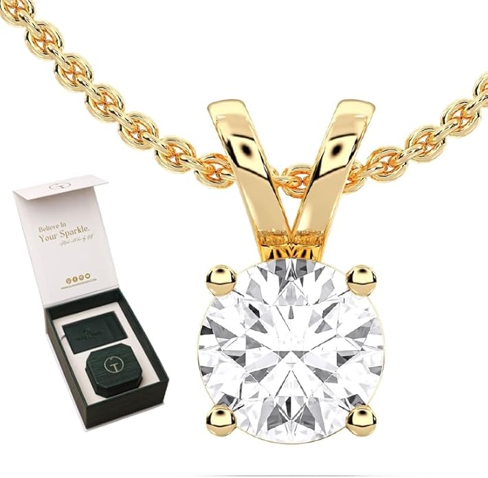 14K Yellow/White Gold Pendant Necklace With 0.50-1.00 TCW Lab Grown Diamond in Pear/Round Shape (E-F Color, VVS-VS), Adjustable Length from 15"-16.5", IGI Certified, Necklaces For Women, Gift For Her