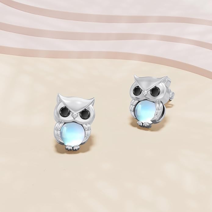 PELOVNY Animal Dangle Earrings Sterling Silver Hypoallergenic Moss Agate Crystal Moonstone Earrings Bee Butterfly Dolphin Peacock Phoenix Jewelry Birthday Christmas Gifts for Women