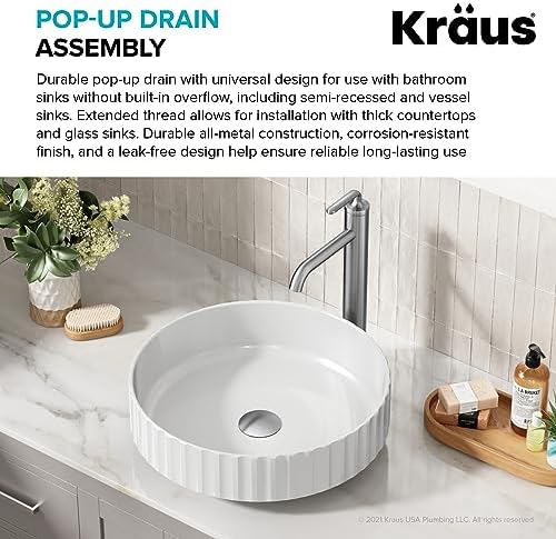 KRAUS Pop-Up Drain in Satin Nickel - Image 4