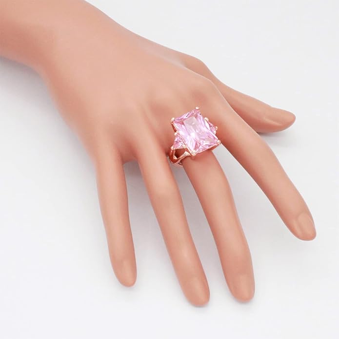 Lavencious Big Bold Radiant CZ Stones Stretch Rings for Women Size for 7-9