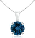 Angara Natural Blue Topaz Solitaire Pendant for Women | Classic Prong-Set Round Blue Topaz Pendant in 14K Solid Gold/Silver/Platinum With 18" Chain | December Birthday, Gemstone Jewelry Gift